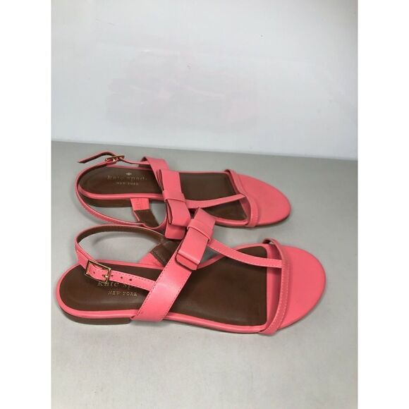 Kate Spade Hot Pink Leather Bow Open Toe Strap Sandals Women Sz 6.5MUS/37EU - Picture 8 of 16